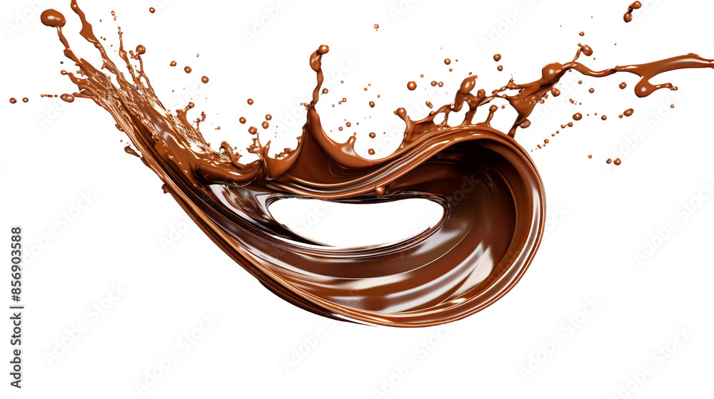 Wall mural decadent chocolate splash on transparent background - top view 3d render for food design projects