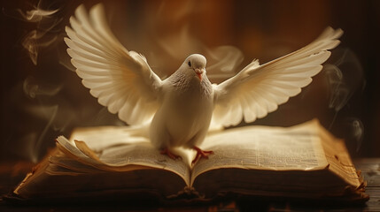 Holy Spirit Dove Over Bible