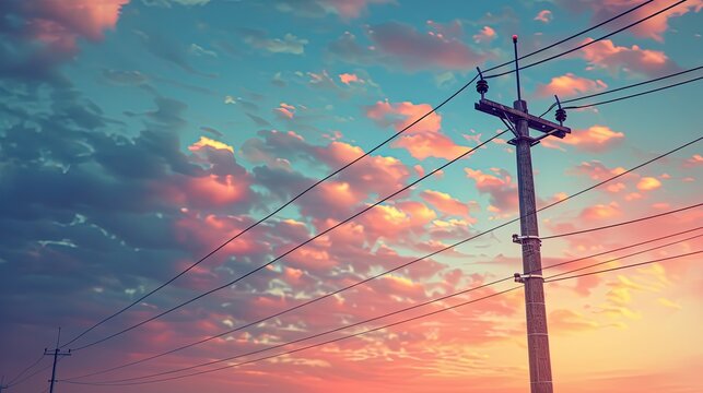 The Energy of Investment A visual connection between the stock market and the energy industry, represented by an electric pole, highlighting the potential for investment in renewable energy sources