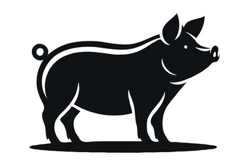 Pig silhouette vector illustration. Pig black silhouette isolated on a white background.