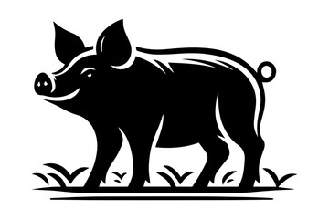 Pig silhouette vector illustration. Pig black silhouette isolated on a white background.