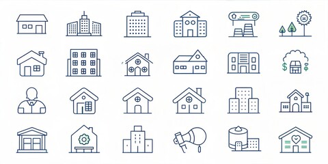 set of vector icons of real estate