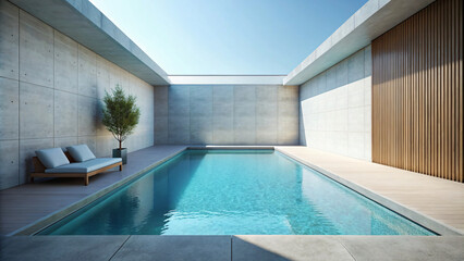 A sparkling blue pool graces a luxurious hotel balcony, offering stunning summer relaxation