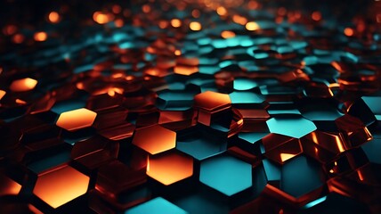 Obraz premium Colorful hexagonal geometric honeycomb pattern 3D background. 3D Rendering