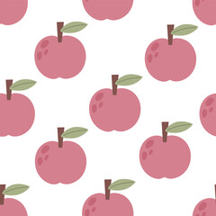 Seamless pattern with cartoon apple, decor elements . fruit theme. vector. hand drawing. design for fabric, print, wrapper, textile