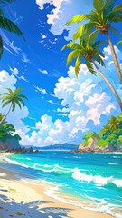 Tranquil Coastal Scenery anime scene