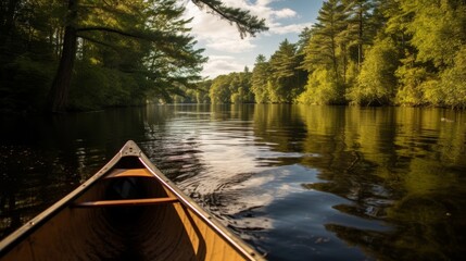 Fototapeta premium boat river forest green relax vacation freedom.