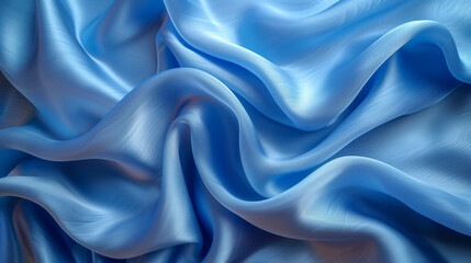 Fototapeta premium Blue silk fabric background. 