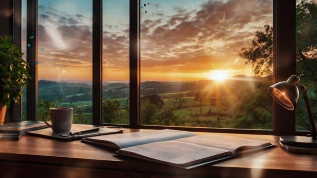 tunning views from the window, in a smooth background with 4K video quality.