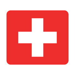 Iconic Medical White Cross Symbol in a Red Circle