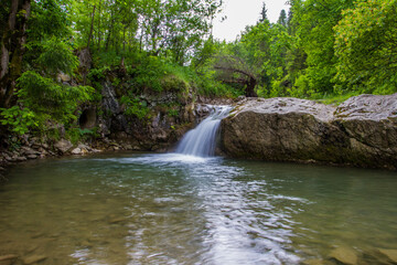 Woda płynąca w lesie  © Adam