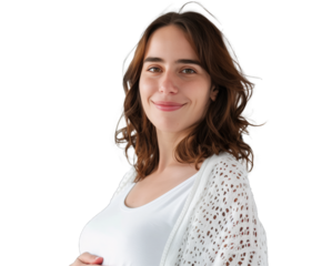 Pregnant happy woman on transparent background