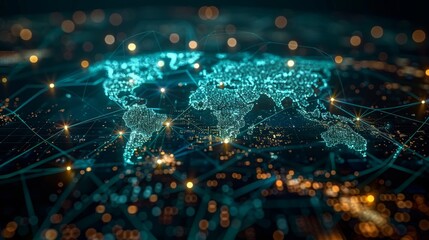 A network of connections enveloping a digital representation of Earth