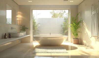 Fototapeta premium Modern bathroom with an empty towel rack