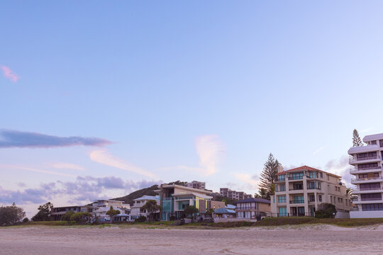 Absolute waterfront residential buildings along Miami Beach on the Gold Coast