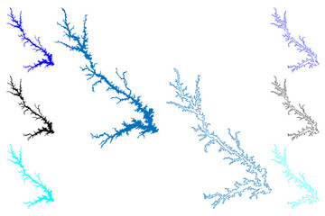 Lake Strom Thurmond Reservoir (United States of America, North America, us, usa, Georgia and South Carolina) map vector illustration, scribble sketch J. Strom Thurmond Dam or Clarks Hill Lake map