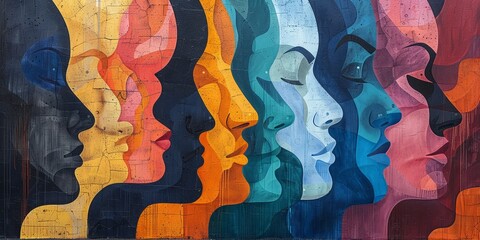 Abstract Silhouettes in Vibrant Colors and Layers Art