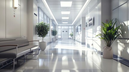 large bright hospital corridor