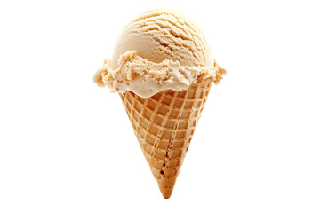 Scoops of sweet and creamy Hazelnut flavored ice cream isolated on white transparent background