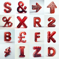 Red transparent glass 3D Lettering Typeface. AI generated illustration