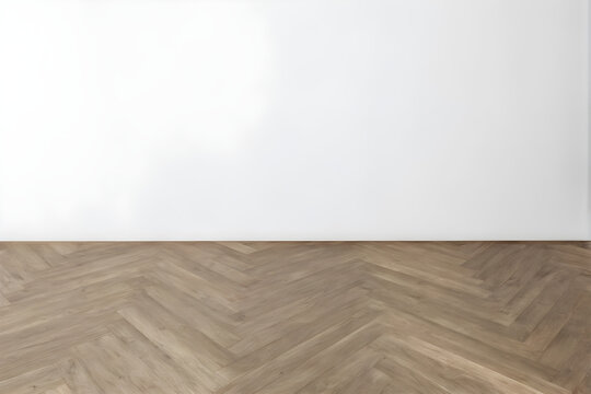 Wood floor in sepia brown grey with empty white wall interior background