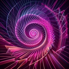 Abstract Purple and Pink Spiral Design With Geometric Lines