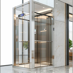 Sightseeing elevator and passenger elevator car with transparent sides or sides for sightseeing scenery