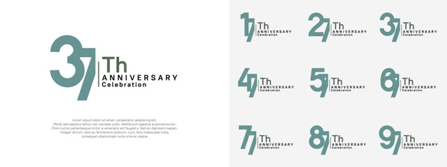 anniversary vector design set green and black color for celebration day