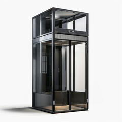 Fototapeta premium Sightseeing elevator and passenger elevator car with transparent sides or sides for sightseeing scenery