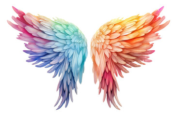 Fototapeta premium PNG Rainbow angel wing bird white background lightweight.