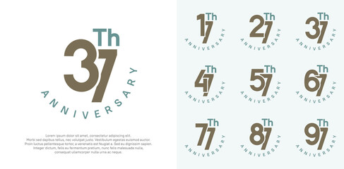 anniversary set vector design with brown and green color for celebration moment