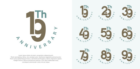 Naklejka premium anniversary set vector design with brown and green color for celebration moment