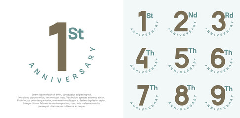 anniversary set vector design with brown and green color for celebration moment