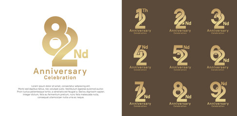 anniversary logotype vector design with golden color for celebration moment