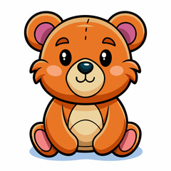 Enjoy a charming drawing of a cute cartoon teddy bear with big eyes and a warm smile