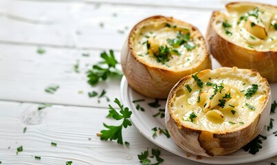 Garlic soup served in bread.