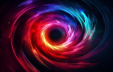 Vortex concept poster abstract background. Coloful bright whirlwind creative banner. Raster bitmap digital illustration. AI artwork.