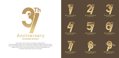 anniversary logotype vector design with golden color for celebration moment