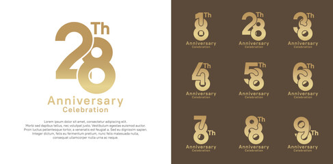 anniversary logotype vector design with golden color for celebration moment