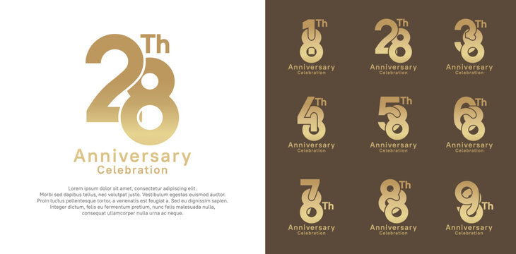 anniversary logotype vector design with golden color for celebration moment