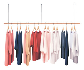 PNG Apparel hanging on hangers white background clothesline arrangement.
