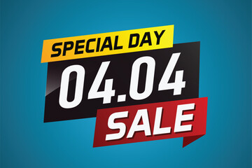 4.4 Special day sale word concept vector illustration with ribbon and 3d style for use landing page, template, ui, web, mobile app, poster, banner, flyer, background, gift card, coupon

