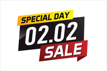 2.2 Special day sale word concept vector illustration with ribbon and 3d style for use landing page, template, ui, web, mobile app, poster, banner, flyer, background, gift card, coupon

