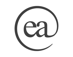 EA logo from two letter with circle shape email sign style. E and A round logotype of business company