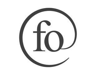 FO logo from two letter with circle shape email sign style. F and O round logotype of business company