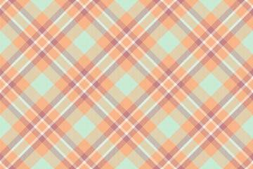 Colourful tartan pattern background, bag check texture fabric. Traditional textile vector plaid seamless in orange and light colors.