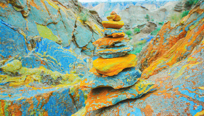 Rock layers - a colorful formations of rocks stacked over the hundreds of years. Interesting background with fascinating texture