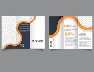Trifold brochure with orange design. Professional Business Brochure design. Modern trifold brochure. vector design