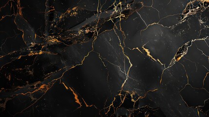 elegant black marble surface intricately detailed with gold veins and patterns, creating a luxurious and sophisticated appearance. © Matthew