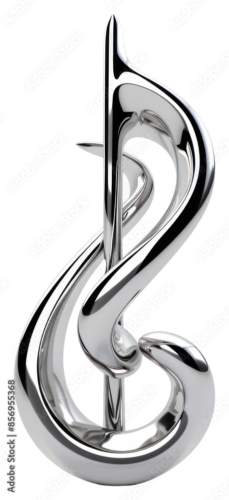 Canvas Prints png music note chrome material silver shape white background.